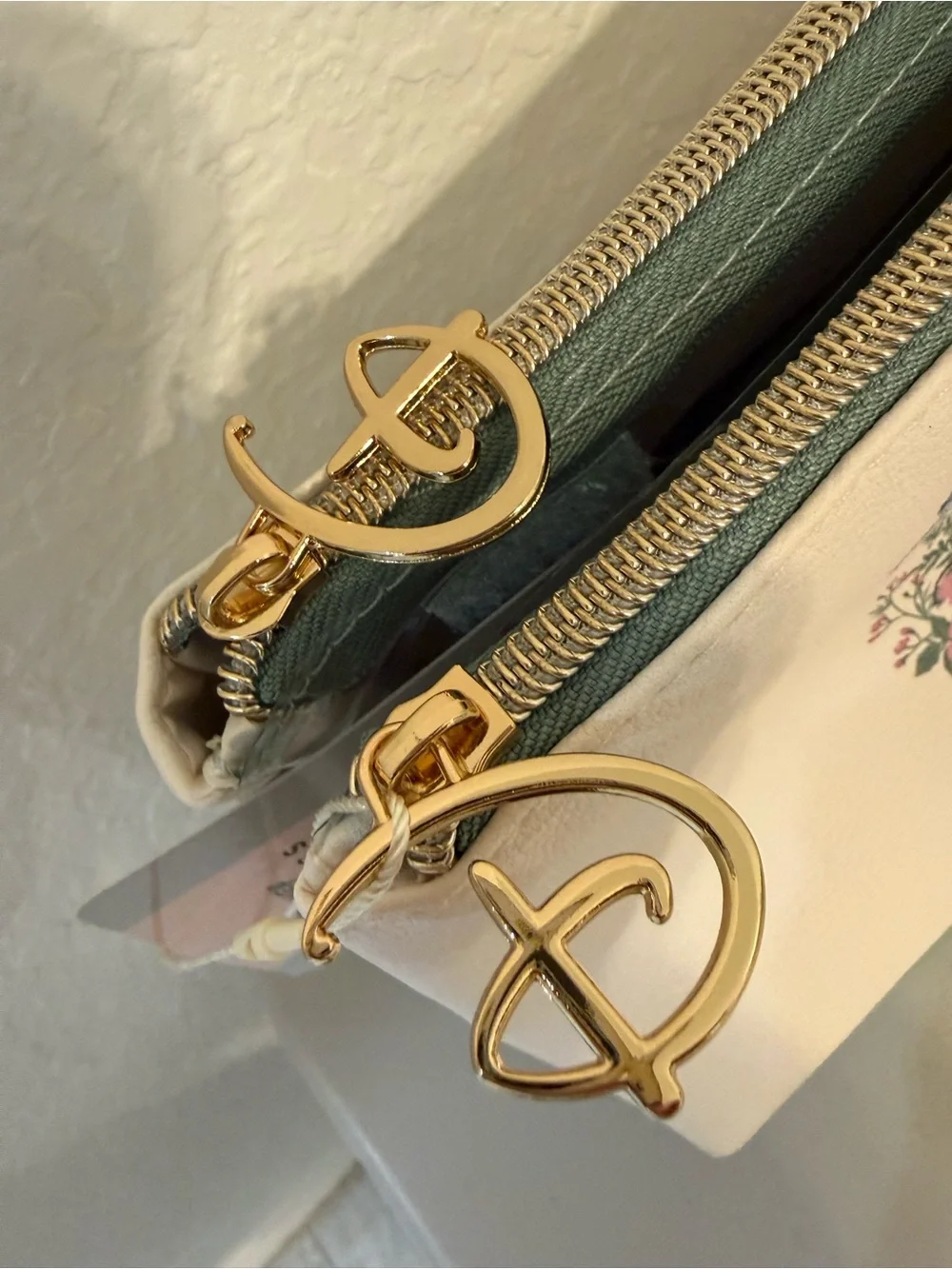 New womens Disney Bambi Floral Cosmetic Pouch in Blush and Sage bundle